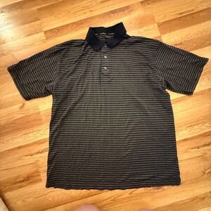 Gary Player Men's Polo Shirt Short Sleeve Golf Black Patterned Cotton‎